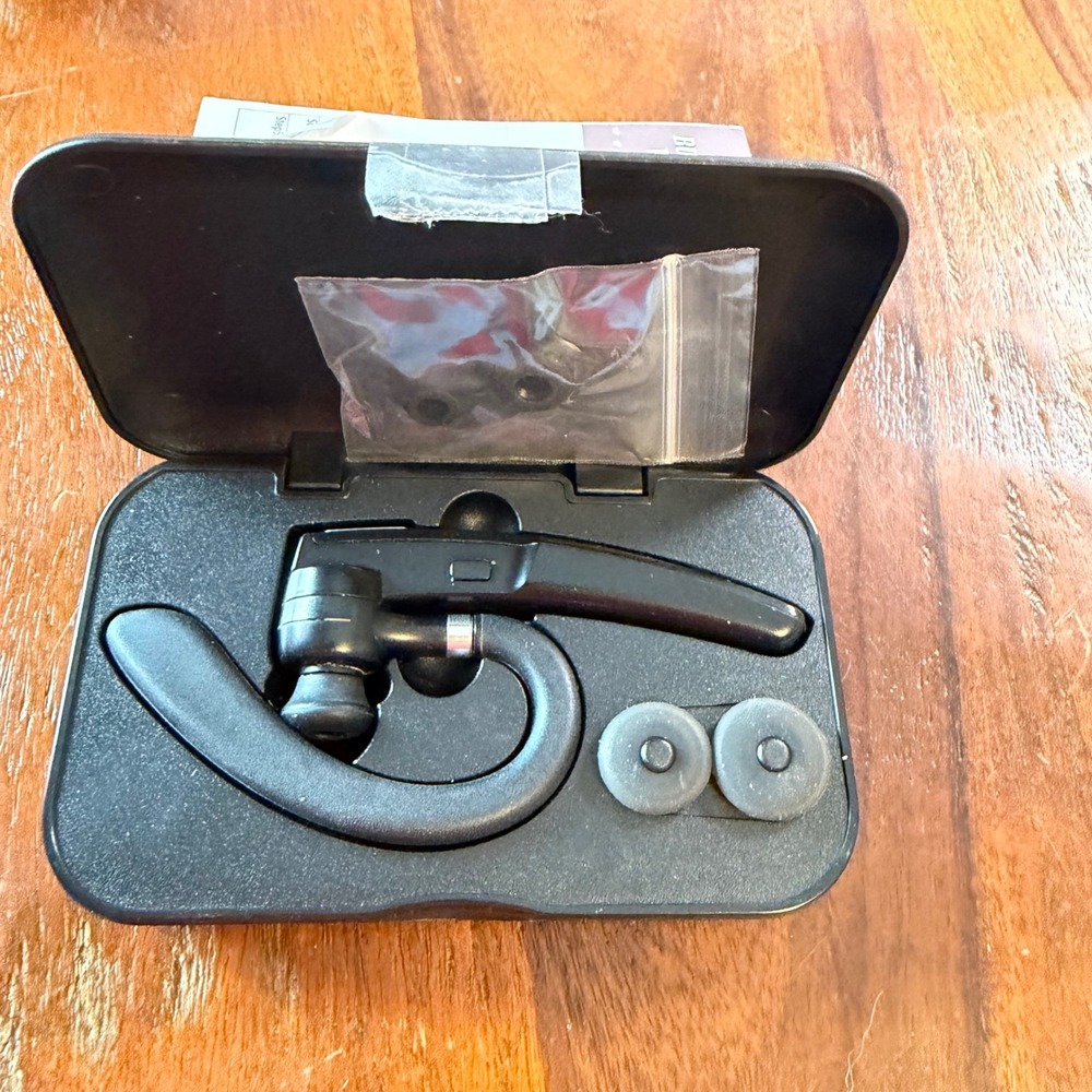 Business Wireless Bluetooth Headset with Microphone and Charging Case Black